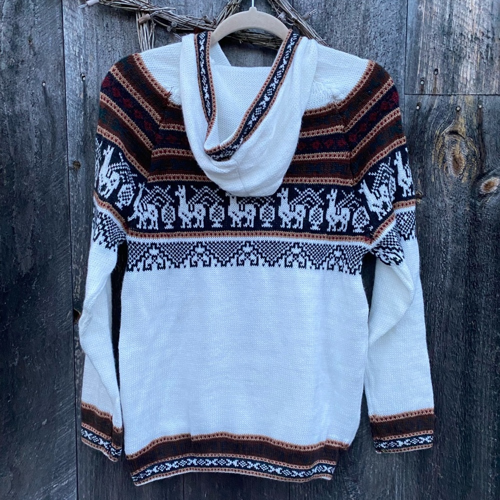 Alpaca wool white hoodie - Picture 2 of 3